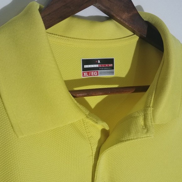 Grand Slam Performance Mens Golf Polo Shirt XL Extra Large Yellow - Picture 3 of 6